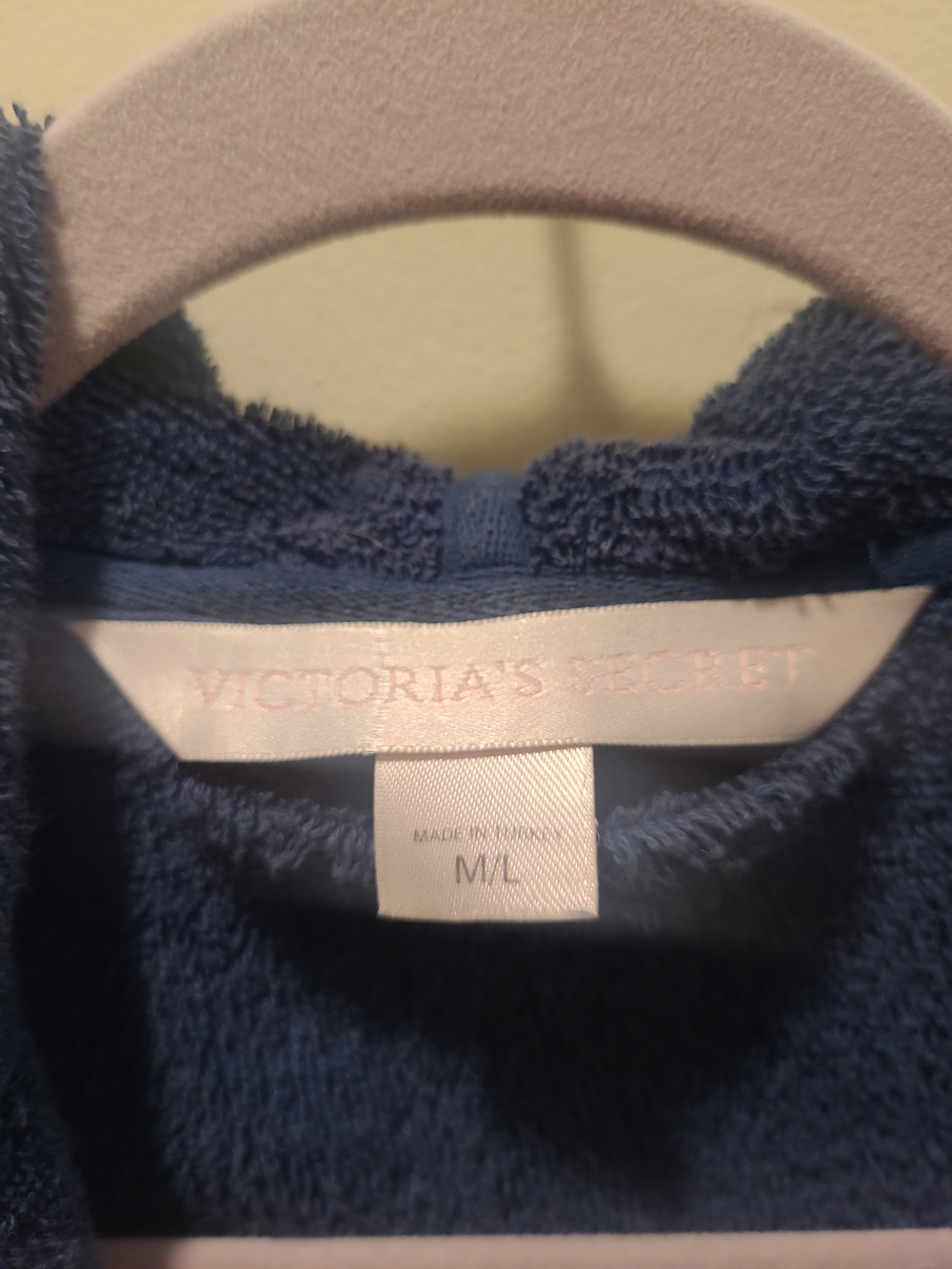 Y2K Victoria’s Secret Navy Blue Long Thick Turkish Terry Cloth Tie Robe M/L - Picture 5 of 12